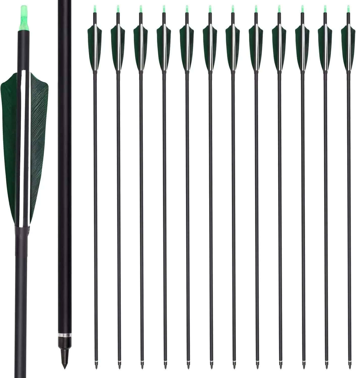 YLS 500 Frecce per colonna vertebrale 30 in frecce in carbonio 4 "Piuma di tacchino Tiro con l'arco Pratica frecce da caccia con per arco ricurvo Arco lungo