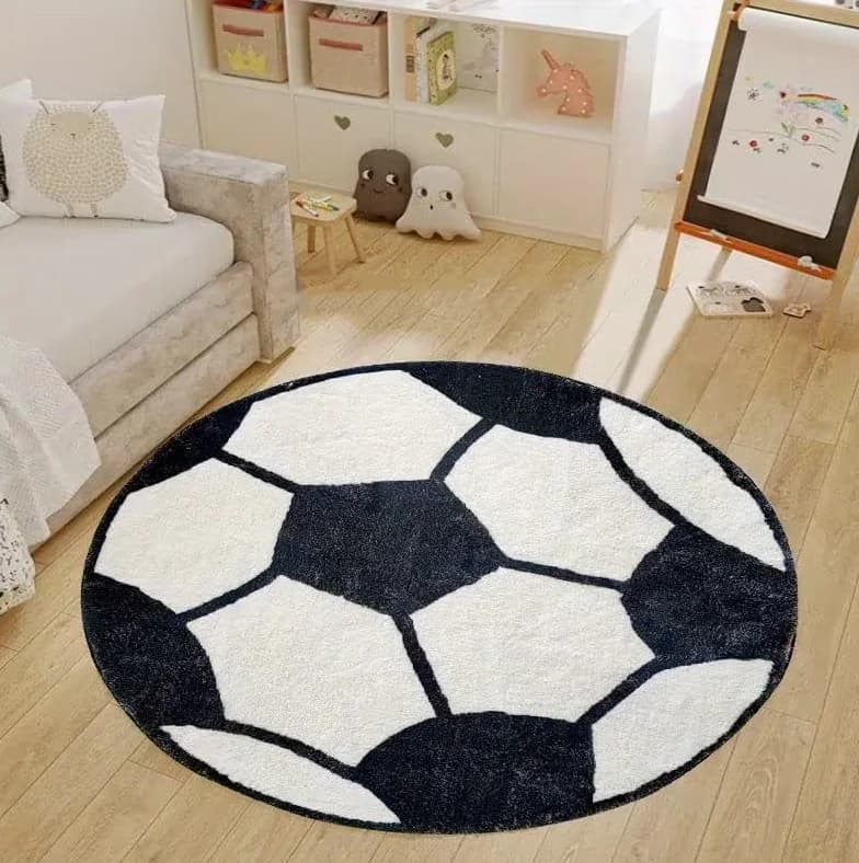 Tappetino in Flanella Colorato con Stampe di Calcio, Basket e Tennis, Adatto per Camere da Letto o Sale Giochi