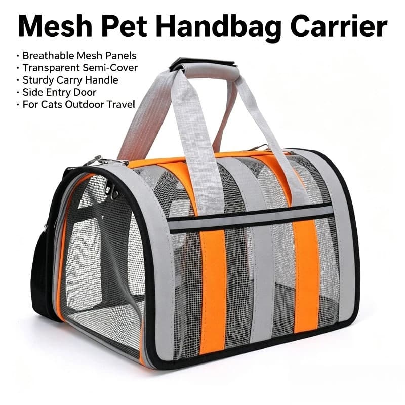 Large Capacity Foldable Pet Carrier Breathable Portable Crossbody Handheld Travel Bag for Cats Small Dogs