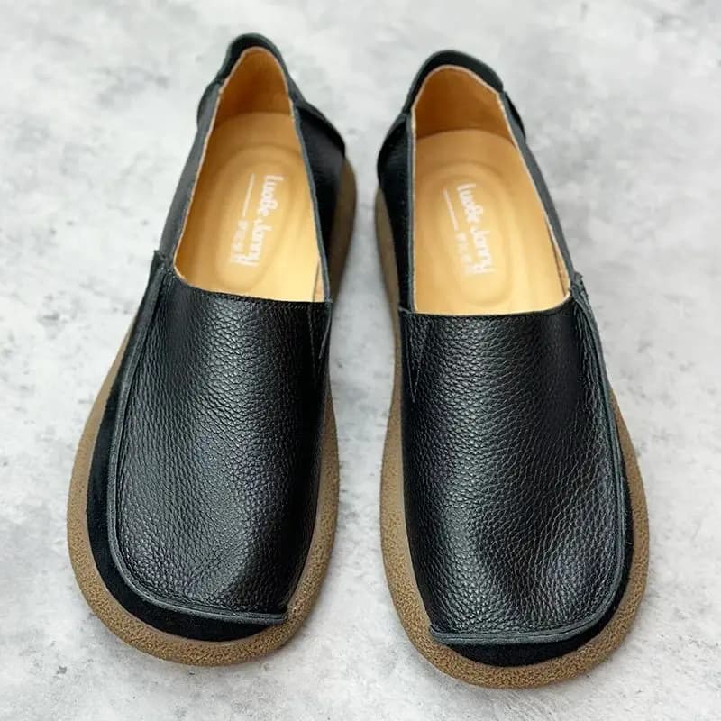 Mocassini da uomo in vera pelle con punta larga, nuovi, estivi, in pelle bovina traforata, traspiranti, con suola morbida, casual