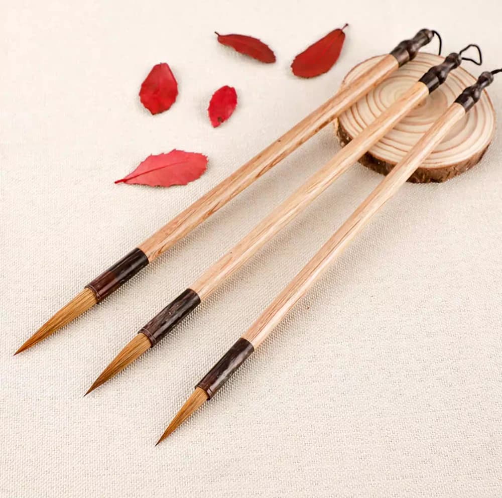 Professional Weasel Hair Calligraphy Brush Set Long Tip Slender Gold Script, Chinese Painting Brushes for Artist Beginner, Gift