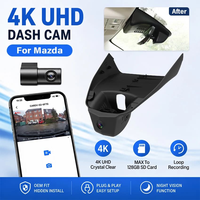 4K OEM Hidden Dash Cam for Mazda CX‑50 2023‑2026, Plug and Play Car DVR Video Recorder WiFi Night Vision G‑Sensor Loop Recording
