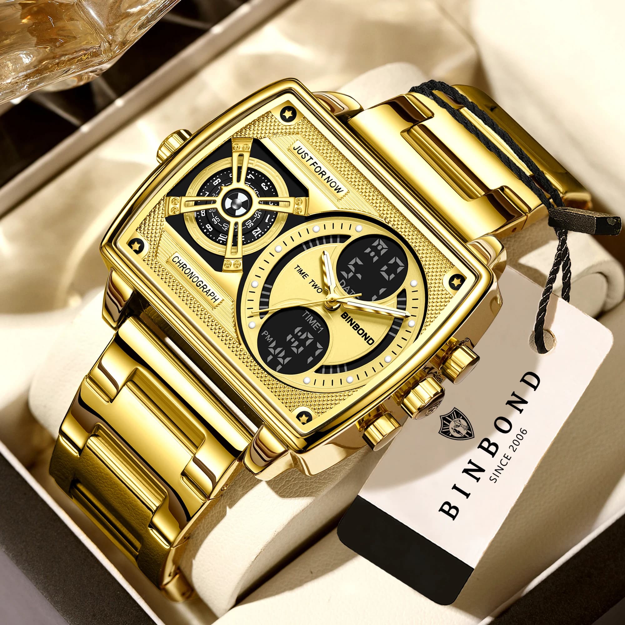 BINBOND Multi-functional Casual Reloj Precise Quartz Watches For Men Luxury Luminous Waterproof Men's Wristwatches Chronograph