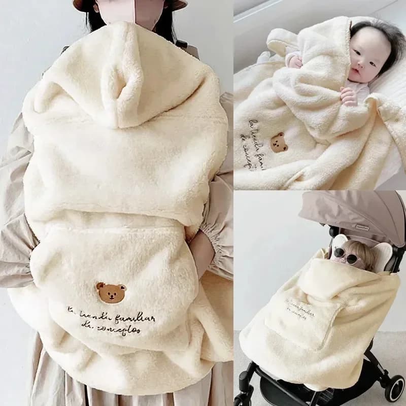 Marsupio Marsupio ergonomico morbido coperta per bambini trapunta in pile di corallo coperte calde per bambini antivento invernali