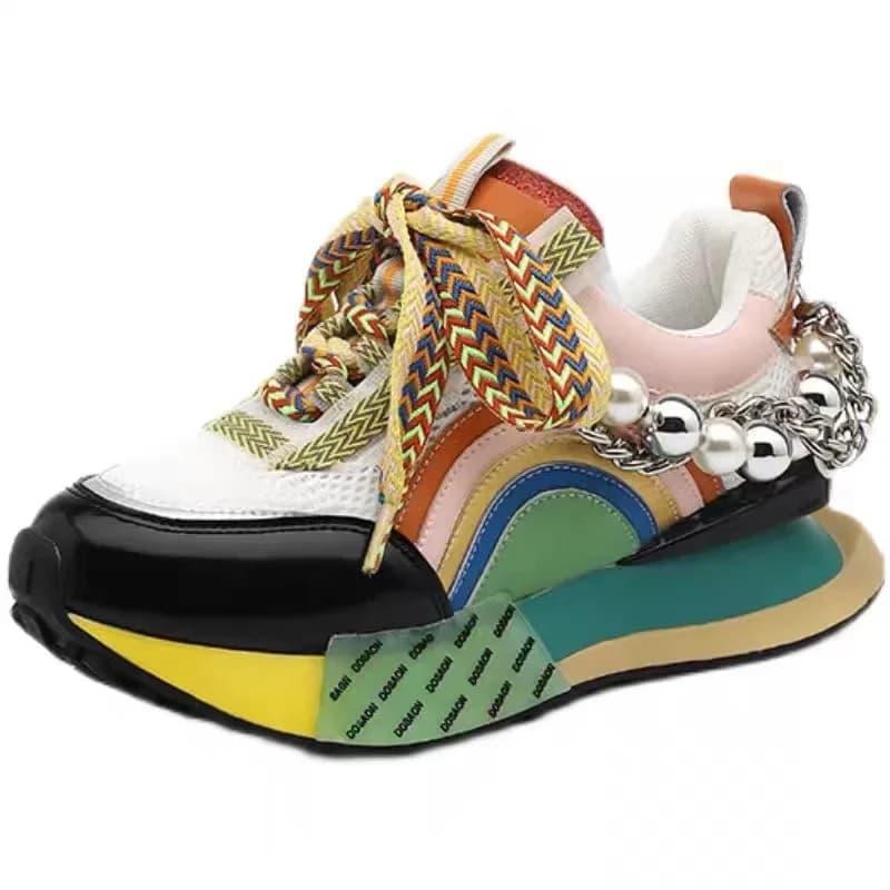Sneakers robuste perlate Scarpe da corsa casual in rete da donna Sneaker con plateau da donna Scarpe da ginnastica da donna Zapatillas Mujer