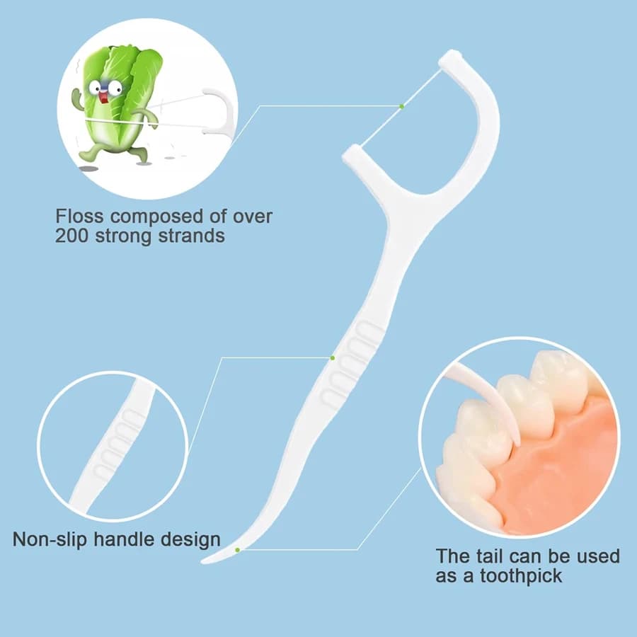 100-1000 pezzi di filo interdentale e stuzzicadenti in plastica per una pulizia monouso delle spazi dentali-cuidado orale