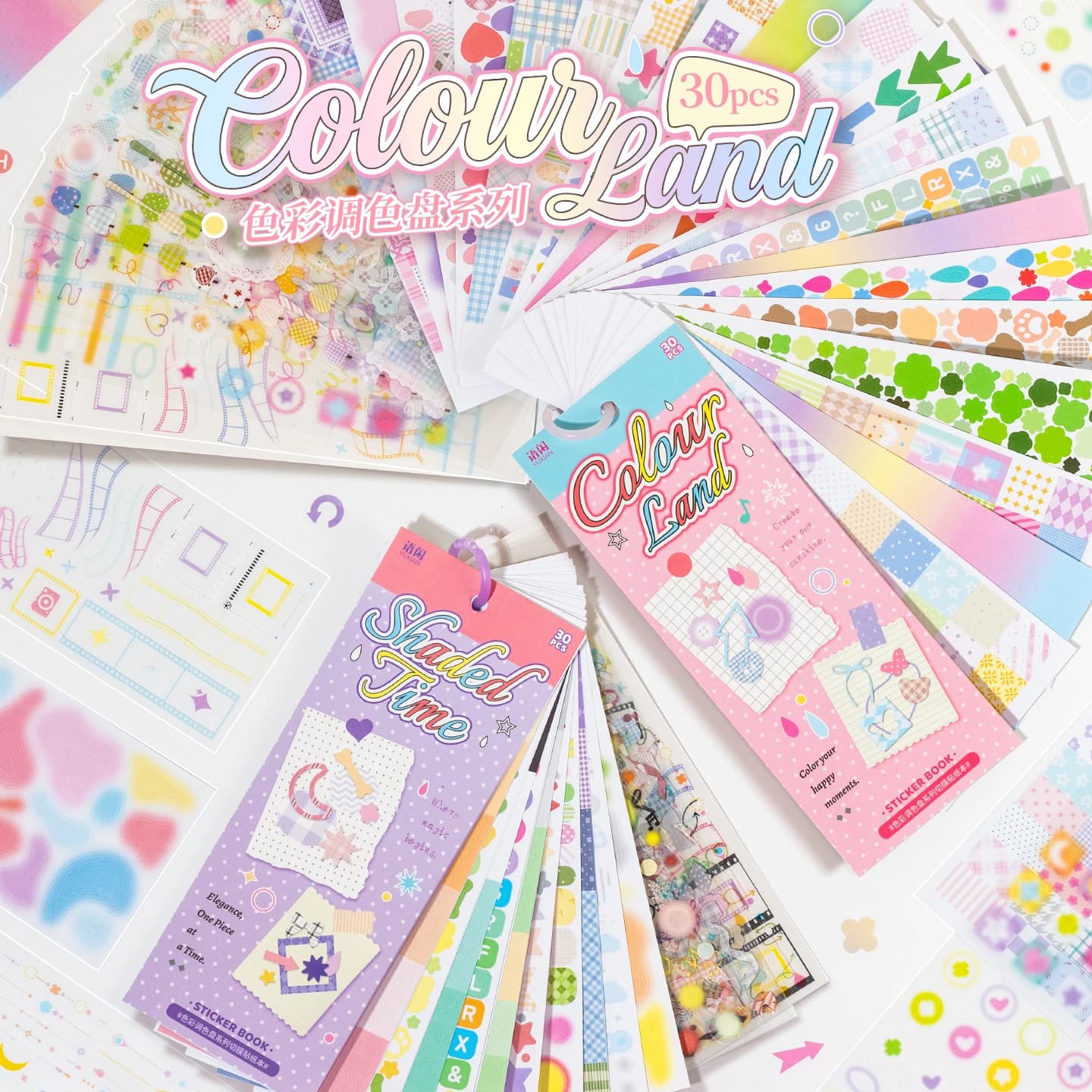 TIANZI 30/60 Pcs Cartoon Die-Cutting Sticker Book Kit Multi-Material Scrapbooking Decor Journal Supplies Aesthetics Stationery