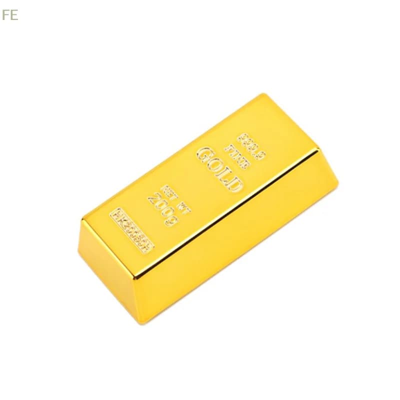 Barra d'oro finta in plastica, simulazione di lingotto d'oro, pesapaperi scintillante, ferma porta, oggetto di scena cinematografico, regalo divertente