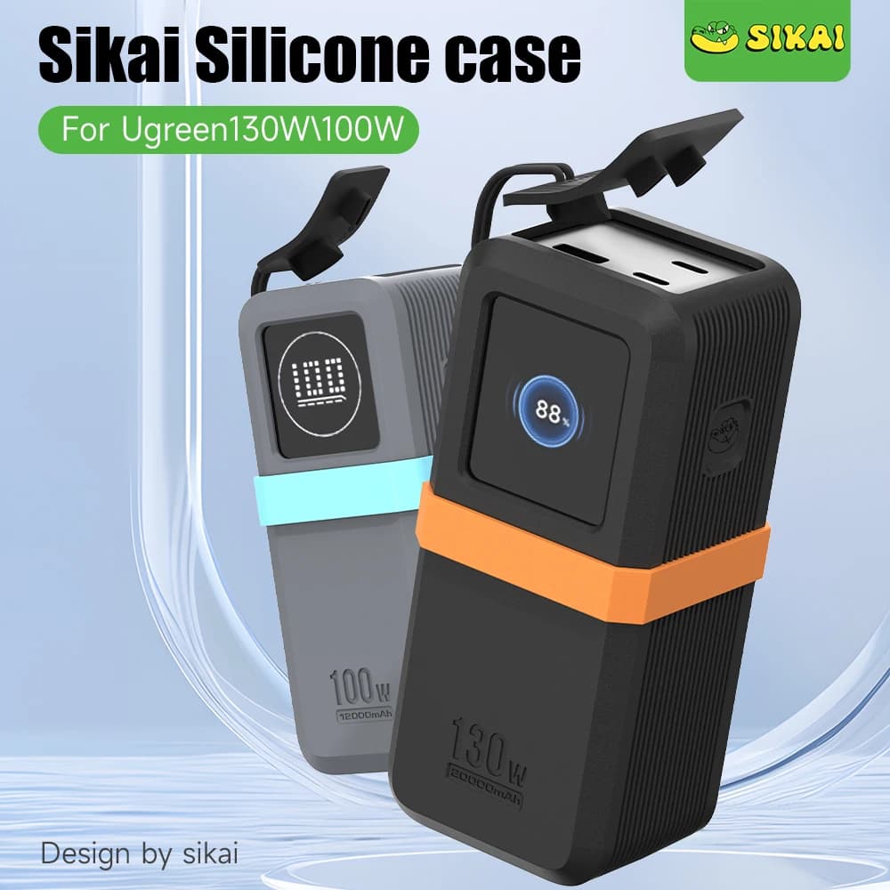 SIKAI Silicone Case for UGREEN Nexode 130W/100W 20000mAh Power Bank Portable Travel Design with Data Cable