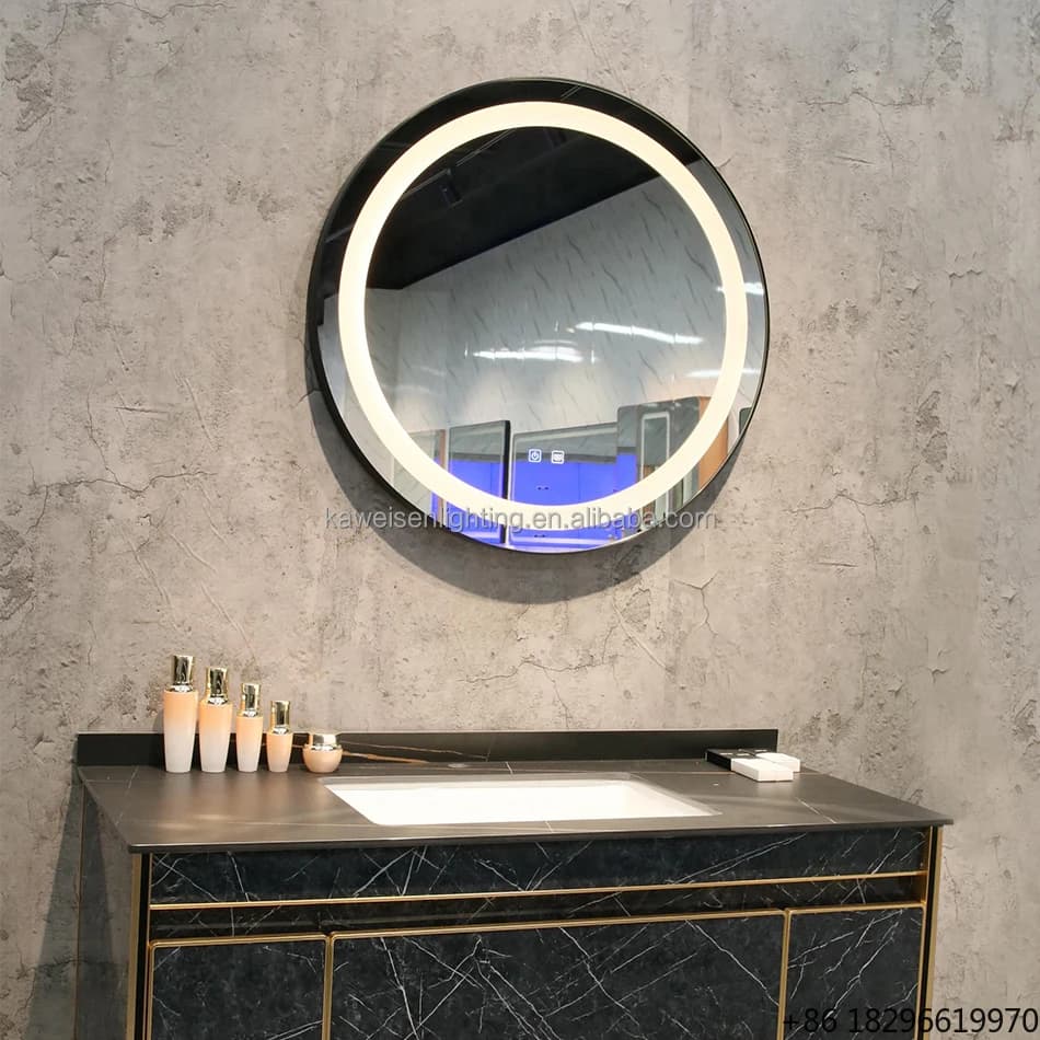 Silver Round LED Smart Bathroom High End Vanity