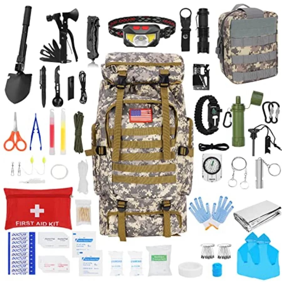 Kit Professionale per Attrezzatura e Grande Zaino da Campeggio, Kit di Pronto Soccorso per Accessori da Escursionismo e Avventura all'Aperto