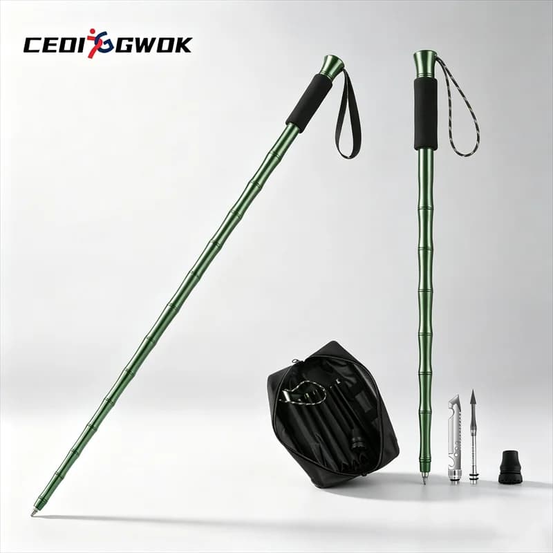 CEOI GWOK Ultra-light Hiking Stick Adjustable Trekking Pole Shock-absorbing Foldable with For Climbing Walking Stick 113-145CM