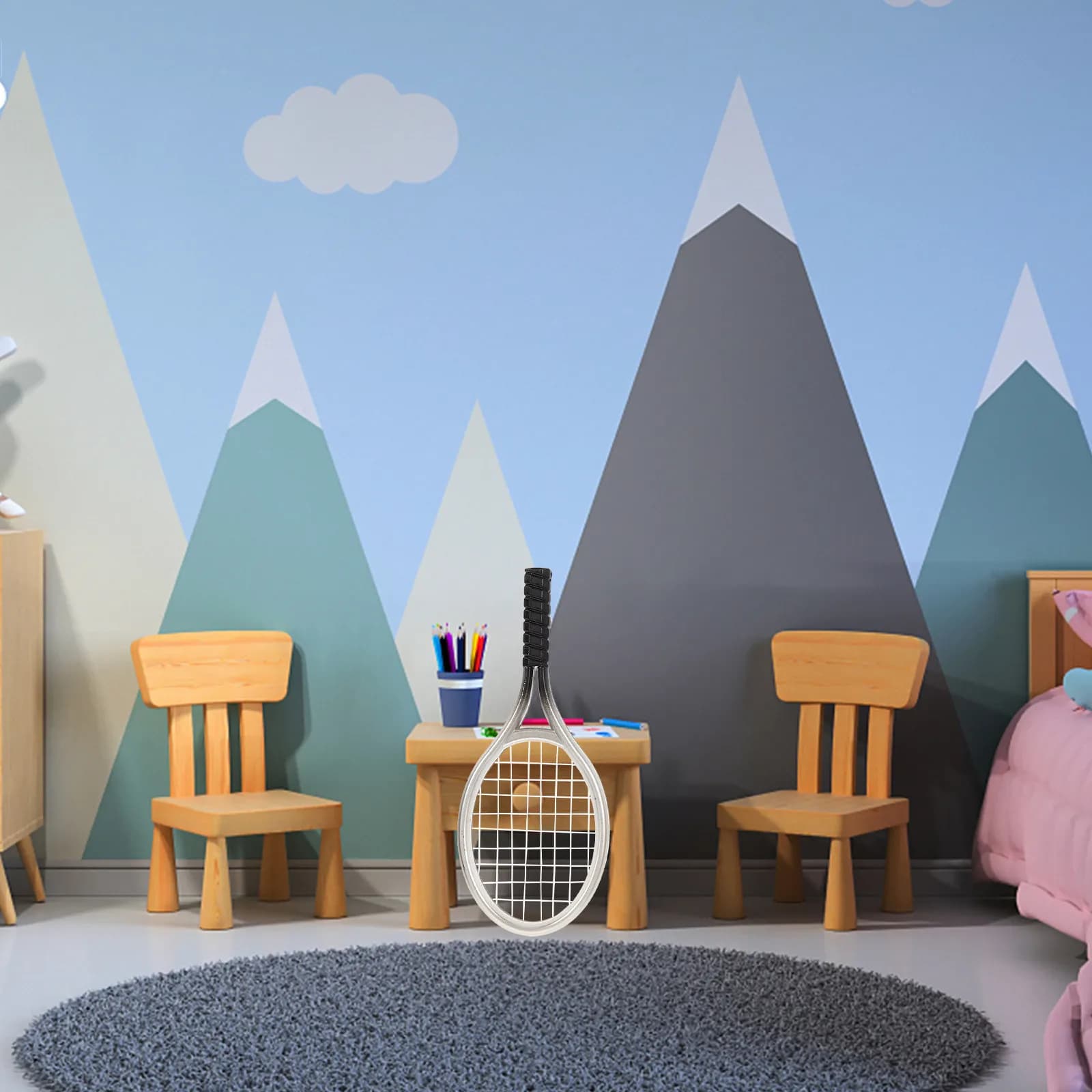 Set di 1 Portachiavi Mini Tennis, Ciondolo Creativo a Tema Sportivo, Accessorio Decorativo con Racchetta e Palla in Miniatura per Zaini e Bomboniere