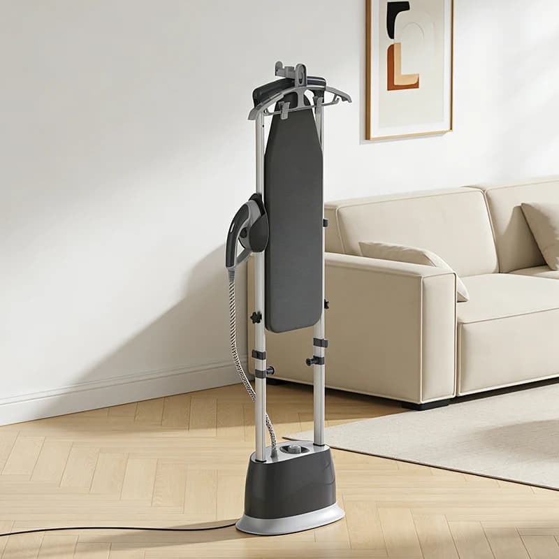Ferro da Stiro Verticale Elettrico a Vapore Portatile a 4 Barre Pressurizzate con Asse da Stiro Pieghevole, 2400W, Serbatoio Acqua da 1000ml, Protezione Anti-Scottatura a Secco