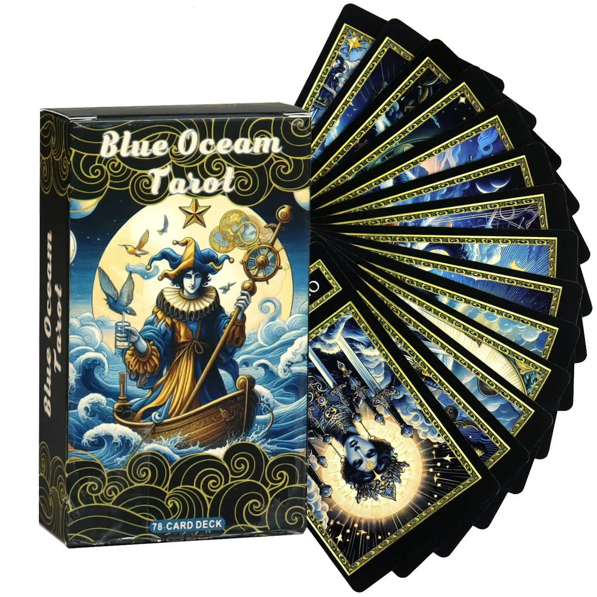 Mazzo di 78 carte dei tarocchi dell'onda dell'oceano Mazzo di carte Oracle unico da 10,3 * 6 cm