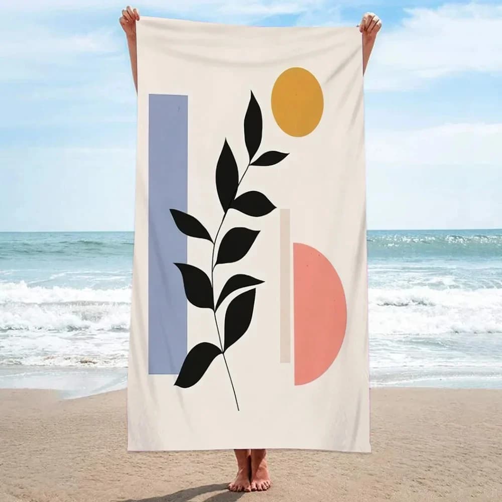 Asciugamano da spiaggia semplice di arte astratta Asciugamano da bagno con foglie geometriche Doccia in microfibra Copertura per nuoto ad asciugatura rapida Asciugamani da bar sportivi da bagno