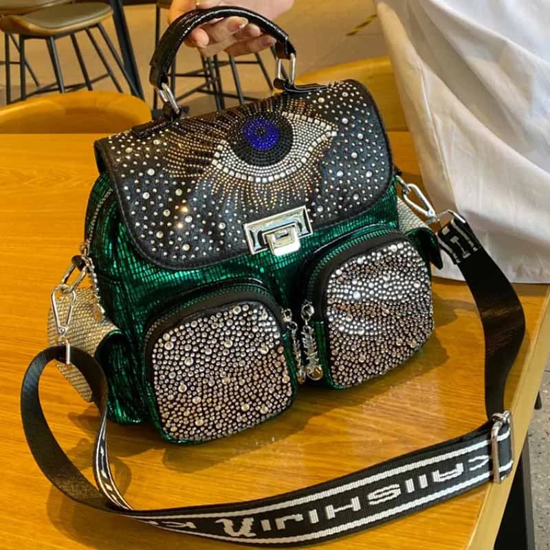 Zaino da donna di moda borsa a tracolla di grande capacità da viaggio con diamanti zaini in pelle PU borsa da scuola per ragazze nuovo marchio di lusso Mochilas