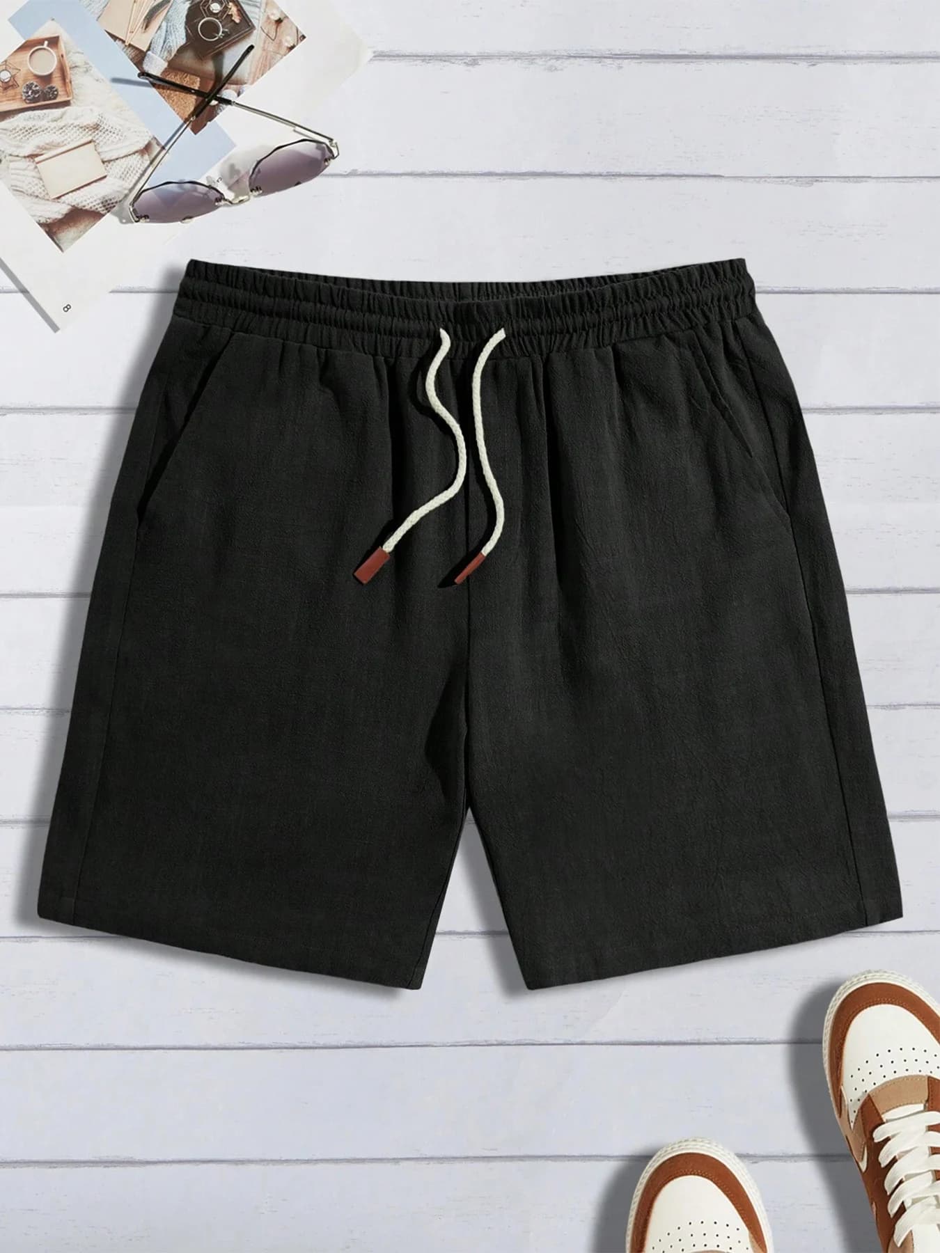 Pantaloncini Estivi da Uomo in Cotone e Lino Traspiranti, Tinta Unita, Stile Hawaiano, Versatili, Casual, per Spiaggia e Streetwear