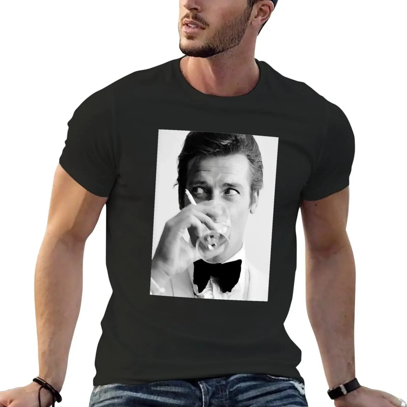 Roger Moore con Martini T-shirt ragazzi bianchi maglietta personalizzata semplici magliette bianche da uomo