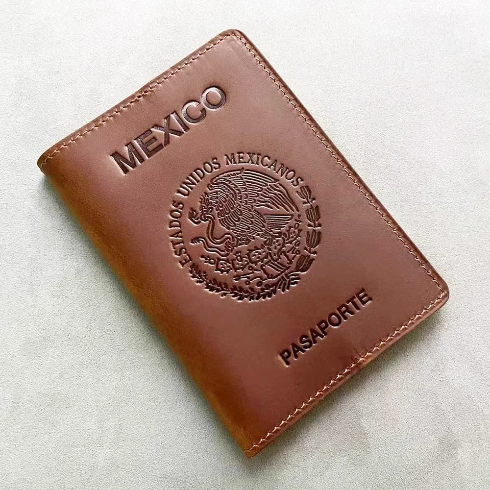 Custodia per passaporto messicano in vera pelle Crazy Horse Porta passaporto messicano Custodia per famiglia da uomo d'affari per passaporto