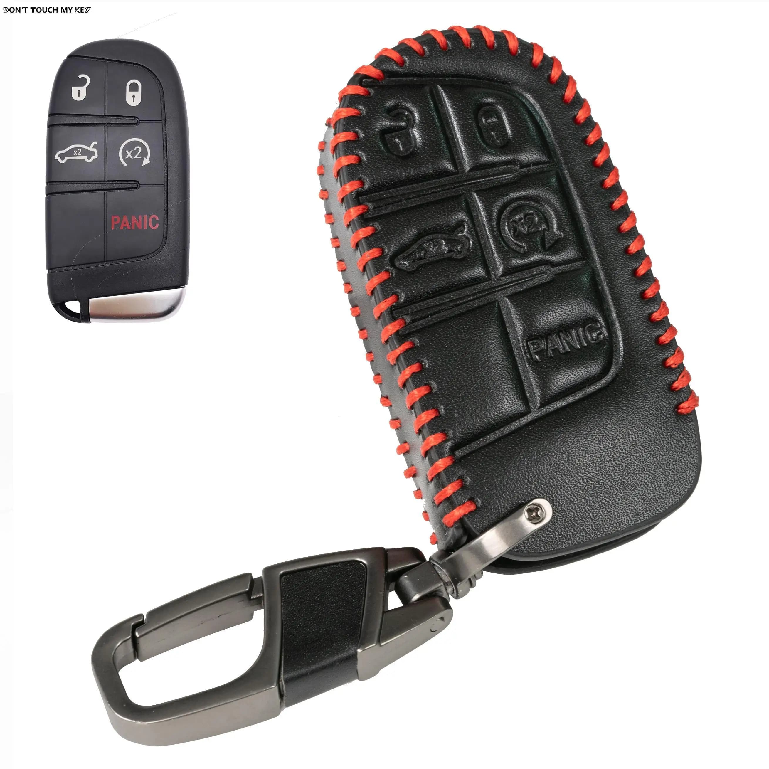 Per Jeep Grand Cherokee Compass Dodge Charger Chrysler 200 300 300C Custodia protettiva per chiave remota Proteggi portachiavi Anello in pelle PU Auto