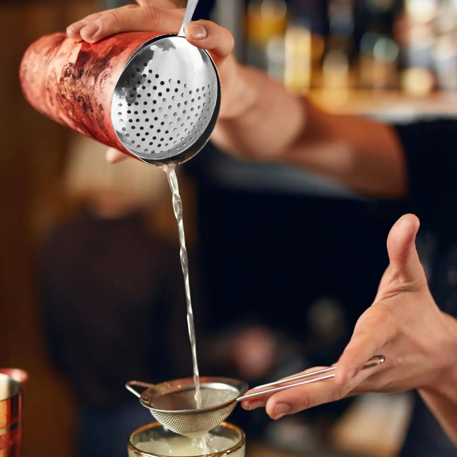 Colino da cocktail per bevande Setaccio in acciaio inossidabile Colino per liquidi per la produzione domestica Preparazione delle bevande Shaker Bicchiere per miscelazione