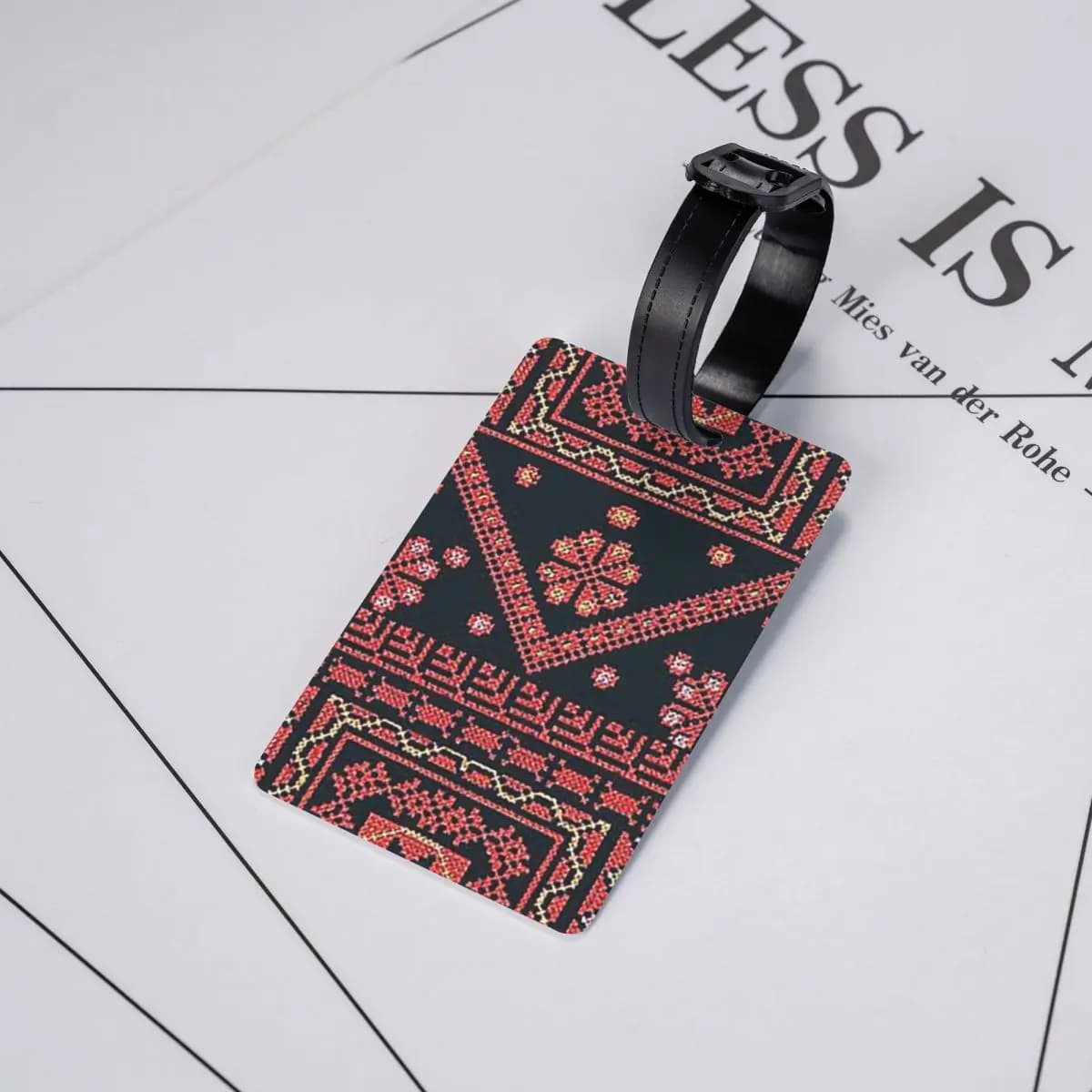 Etichette per Bagagli con Ricamo Palestinese a Tre Fiori, Accessori per Valigie, Targhette per Bagagli da Viaggio, Porta Etichette con Nome e Indirizzo