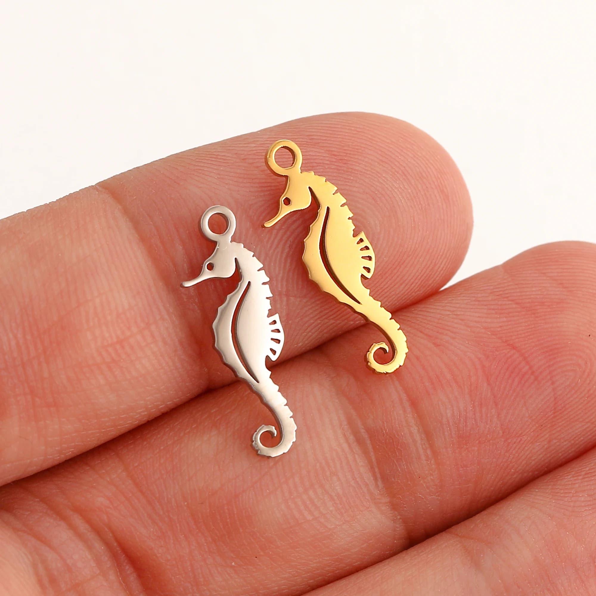 5pc/lot Animal Tropical Marine Life Charms Ocean Theme Stainless Steel Sea Horse Pendant for Jewelry Making DIY Earring Necklace
