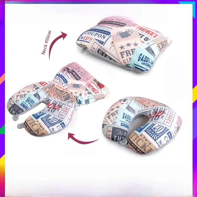 Cuscino da Viaggio Versatile 2-in-1 a Forma di U, Articolo Regalo Creativo in Stile Europeo, Cuscino Deformabile per Supporto del Collo