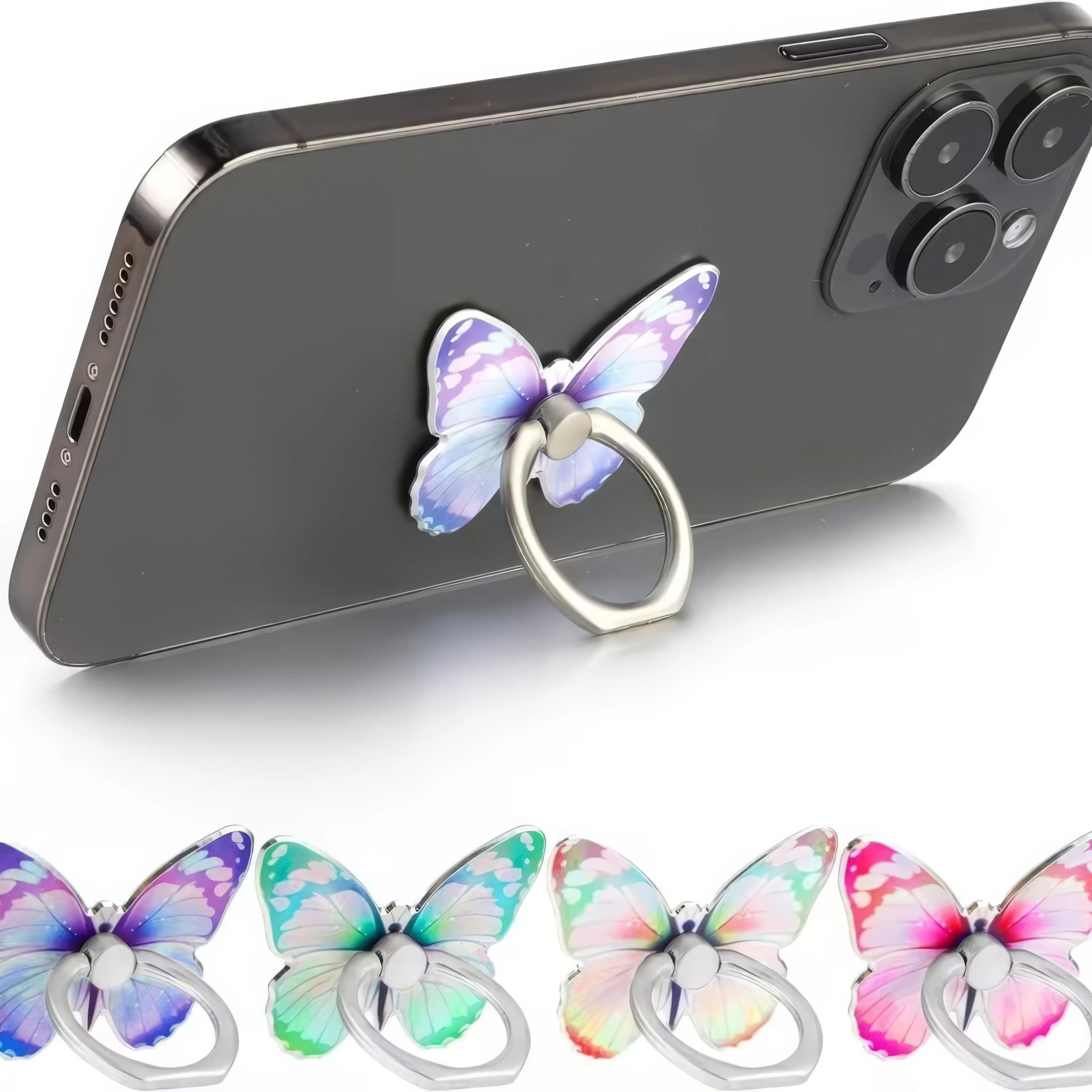 2 Butterfly Phone Stand Pink/Purple, Securely Grip, Stable Desktop Support, No Shaking, Suitable for Most Phones