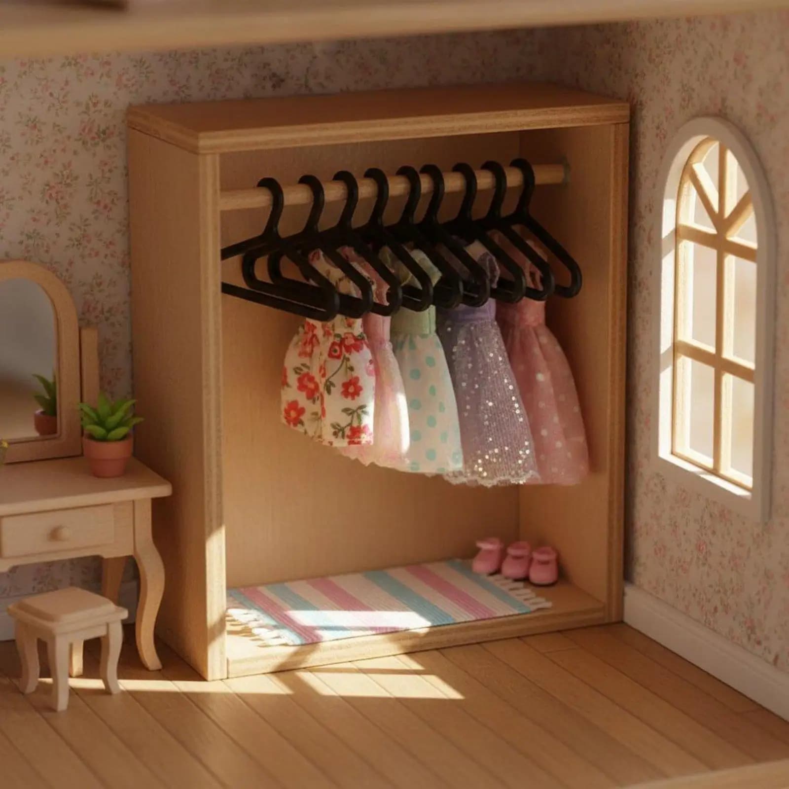 Miniature Dollhouse Hangers PETG Realistic Clothes Holder Tiny Accessories for 1 12 Scale Doll Bedroom and Shop Setup