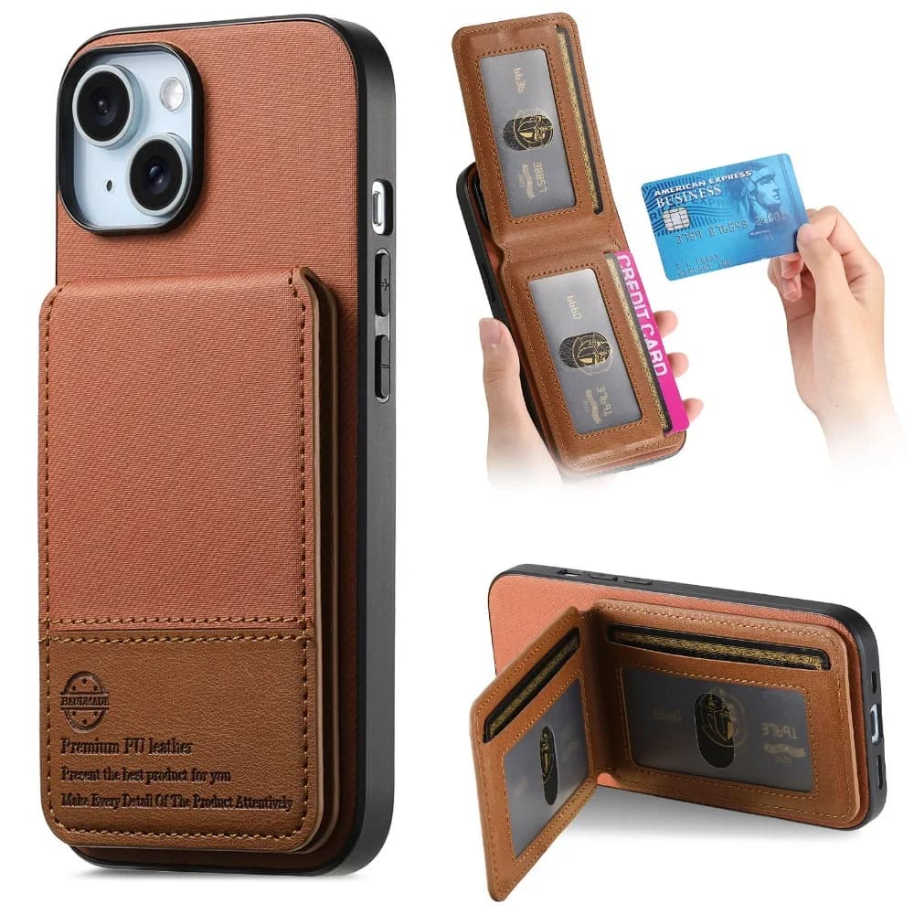 Portafoglio con blocco RFID con staffa porta carte Custodia per telefono per IPhone 16 E 16 15 14 Plus 13 12 11 Pro Max Flip Cover in pelle PU