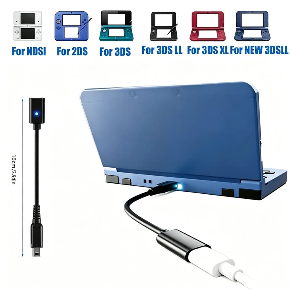 Cavo di Ricarica Tipo C per Nintendo 3DS, Adattatore di Alimentazione USB C per Console NDSi 2DS 3DSLL 3DSXL