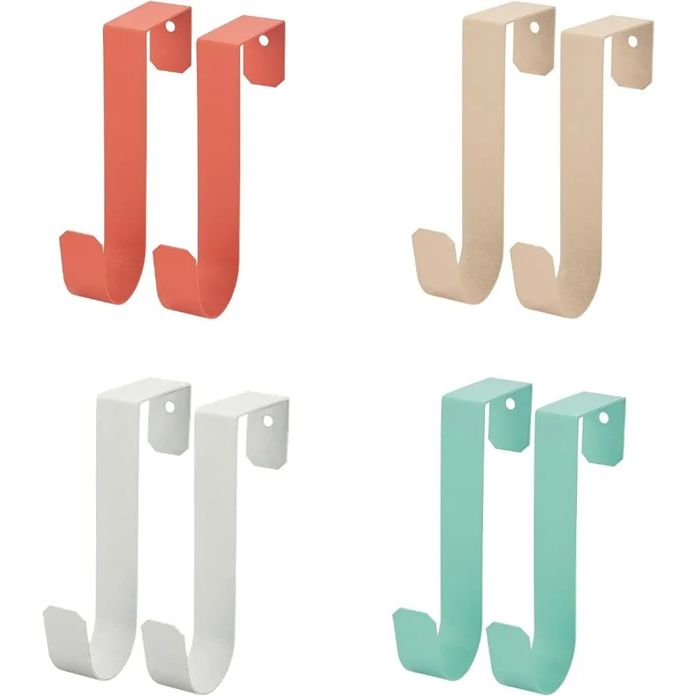 8 Z Alloy Door Hooks, 4 Colors, Metal Hangers for Hanging Dresses and Coats in Bathroom