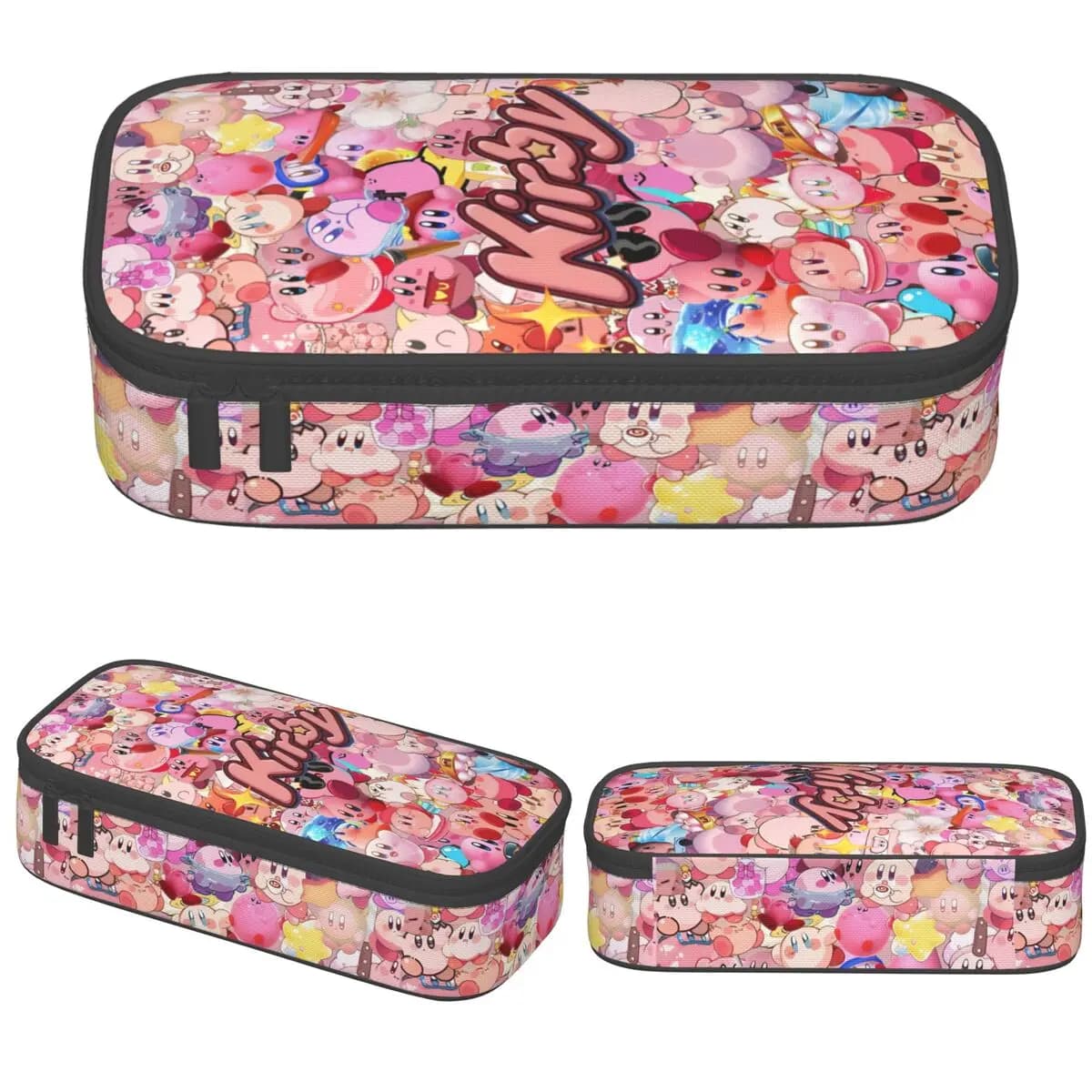 Pink Kirbys Funny Game Merch Borse per matite Astuccio grande Astuccio per matite Portaoggetti per cancelleria per donne e uomini