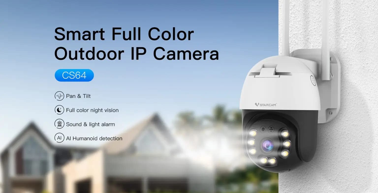 Vstarcam CS64 3MP 1296P O-Kam APP Telecamera dome IP PTZ AI Rilevazione umanoide Sicurezza a colori CCTV Citofono Baby Monitor