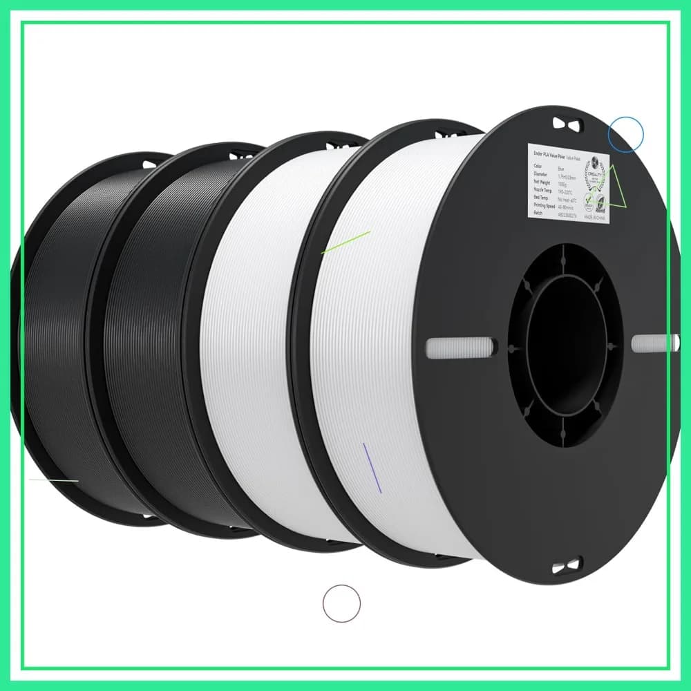 Filamento PLA 1.75mm 4KG Confezione Bulk 4 Bobine Bianco e Nero +/-0.02mm per Stampante 3D FDM