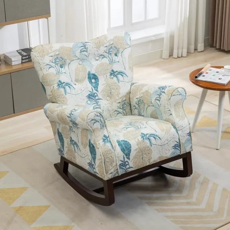 Fabric Single Seater Rocking Chair Cushioned Home Furniture for Living Room and Bedroom