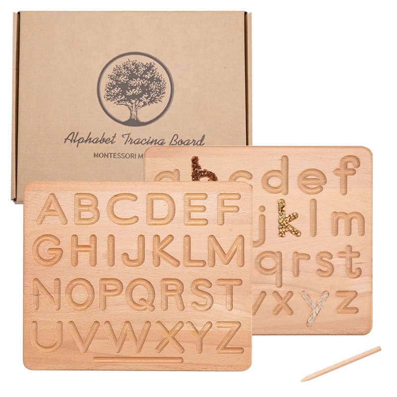 Giocattolo di legno del bordo di tracciamento di Montessori per il prodotto educativo del giocattolo del gioco educativo di numero delle lettere maiuscole e minuscole del ragazzo delle ragazze