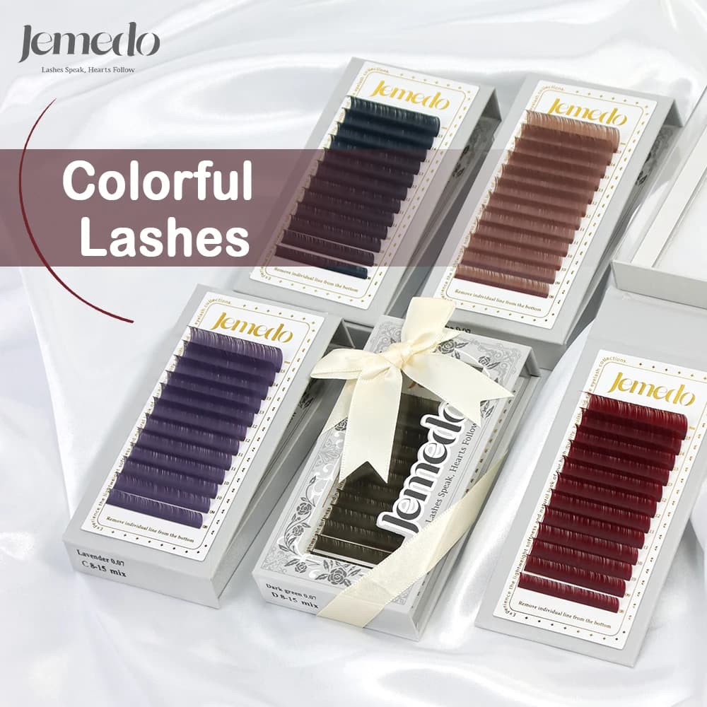 JEMEDO Ciglia Finte Colorate Individuali, Extension Ciglia Colorate Morandi Mix 8-15mm, Extension Ciglia in Visone Sintetico per Trucco, Vendita all'Ingrosso