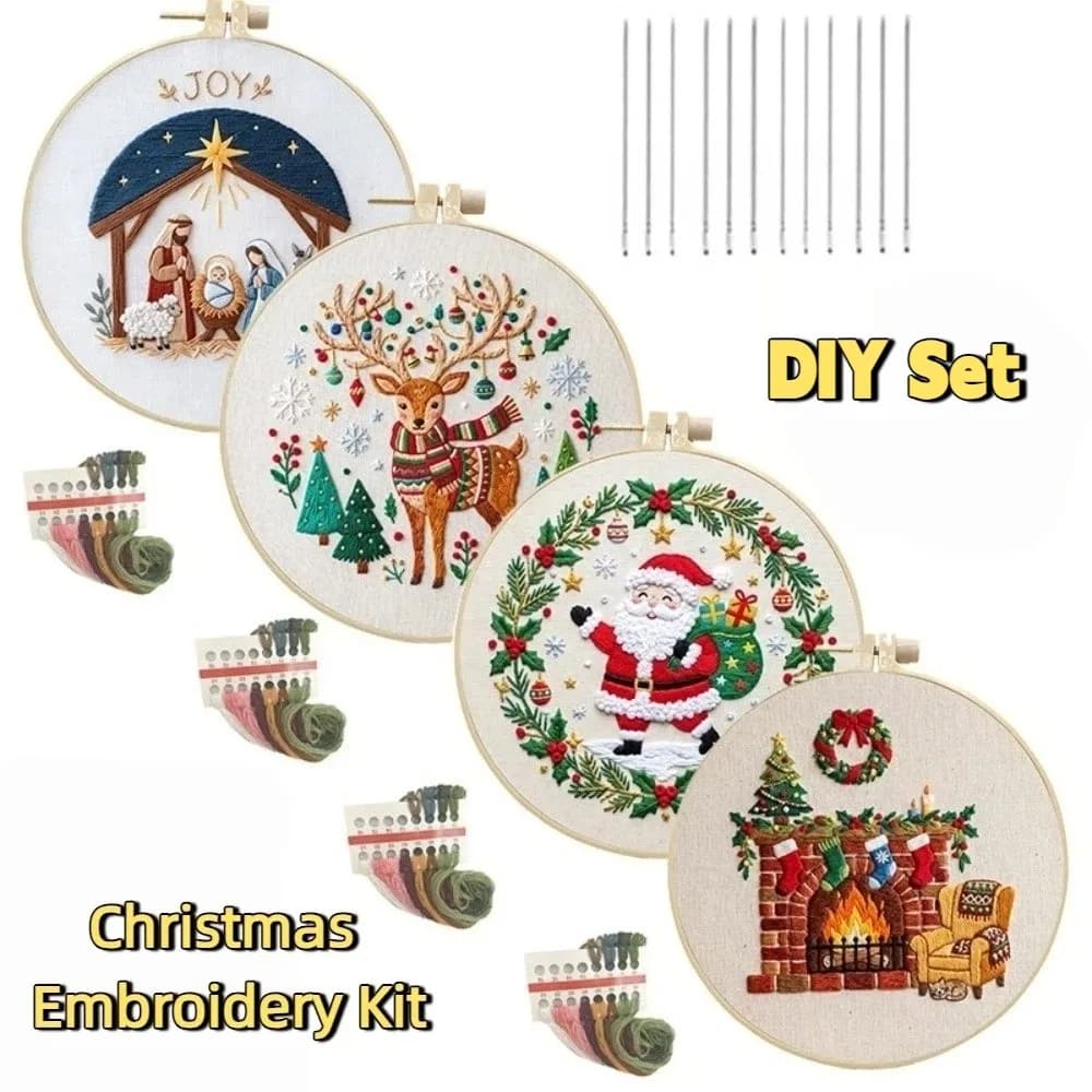 DIY Christmas Embroidery Kit Santa Claus Colorful Christmas Sewing Kits Hand-stitched Handmade Punch Needle Kits Adults