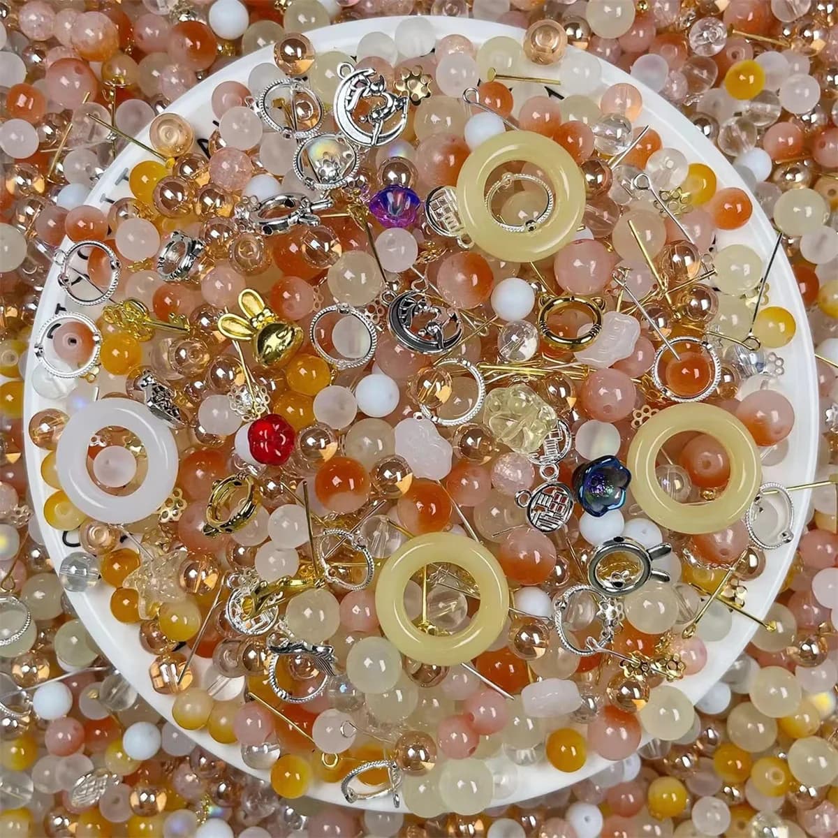 50G Radom Mixing Style Spring Color Glass Beads For Bracelet Jewelry Making DIY Accessories Cute Baroque Puzzle Plastic Girls