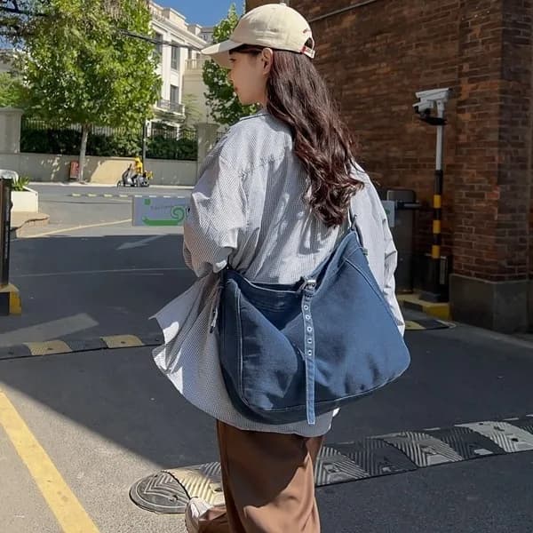 2026 Spring New Cowboy Handbags Retro Black Blue Large Capacity Commuter Casual Shoulder bag Fashionable Versatile Women's Bag