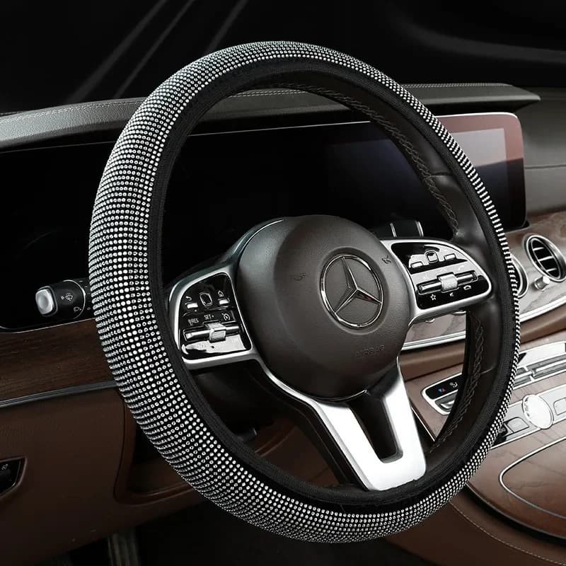 Coprivolante per Auto con Diamanti, Elastico Estivo Senza Anello Interno, Completamente Tempestato di Diamanti, Accessorio Interno Auto di Tendenza