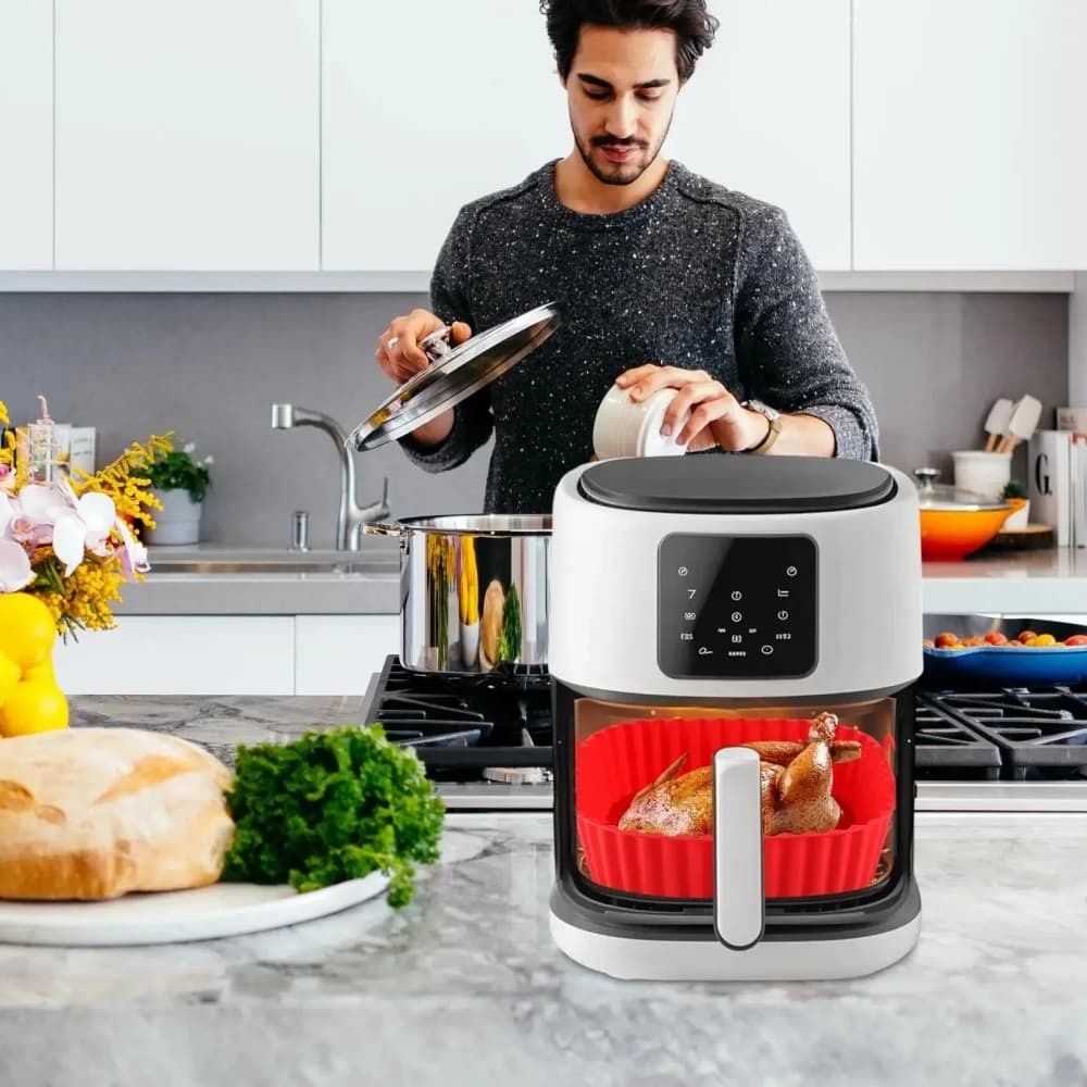 Tappetino in Silicone Riutilizzabile per Friggitrice ad Aria, Piastra da Forno per Pizza e Pollo Fritto - Accessorio da Cucina per una Cucina Sana