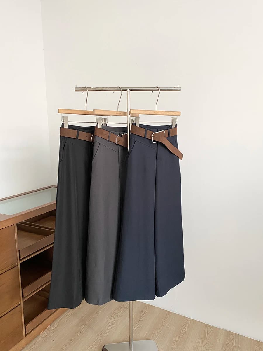 High Waist Wide Leg Pants Women's Casual Black Loose Fit Spring 2026 Belted Slimming Versatile Long Trousers Korean Style