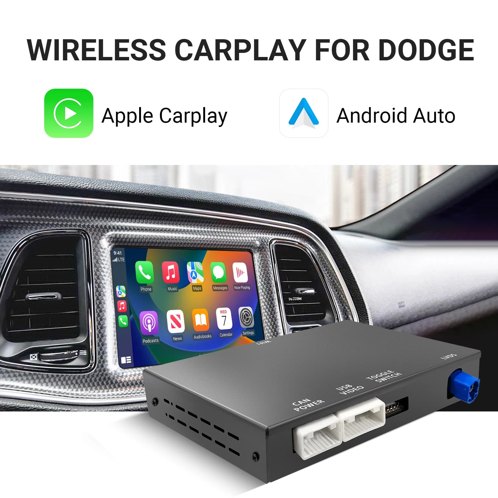 CarPlay retrofit kit for interface box decoder for OEM screen upgrade for Dodge Challenger Journey Charger Durango with 8.4 inch screen