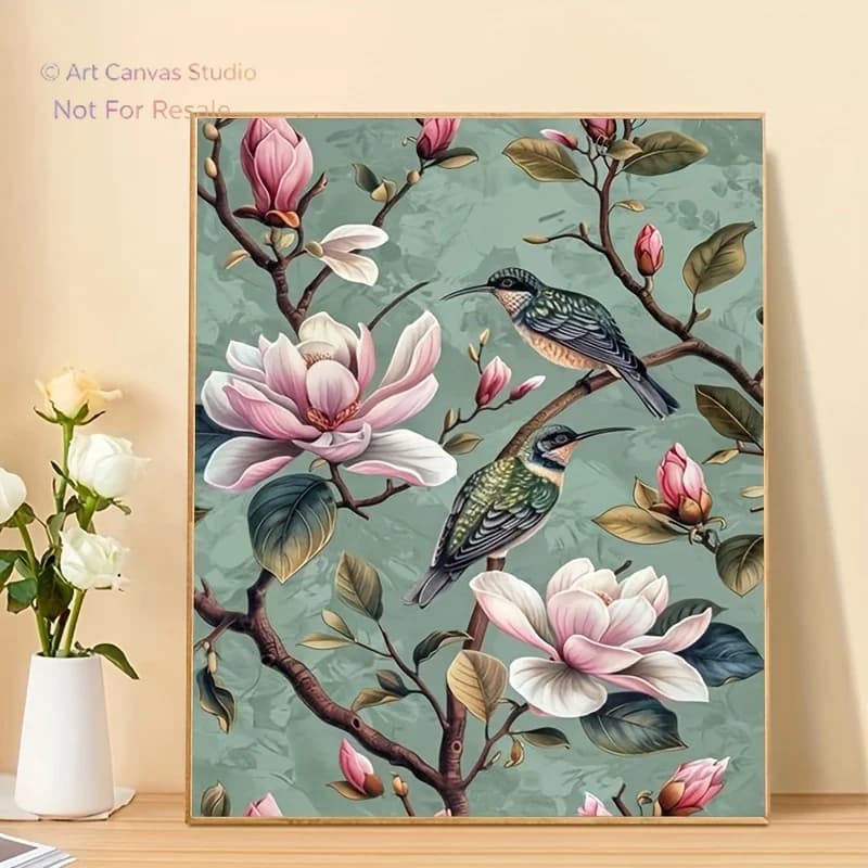 Professional Art Use A Digital Painting Kit Suitable for Adult Beginners, Featuring Acrylic Paints, a Canvas, Three Brushes,