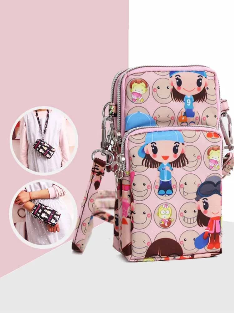 Borsa per cellulare da donna, nuova mini borsa a tracolla in tessuto, borsa per cellulare da appendere al collo o al polso, portamonete.