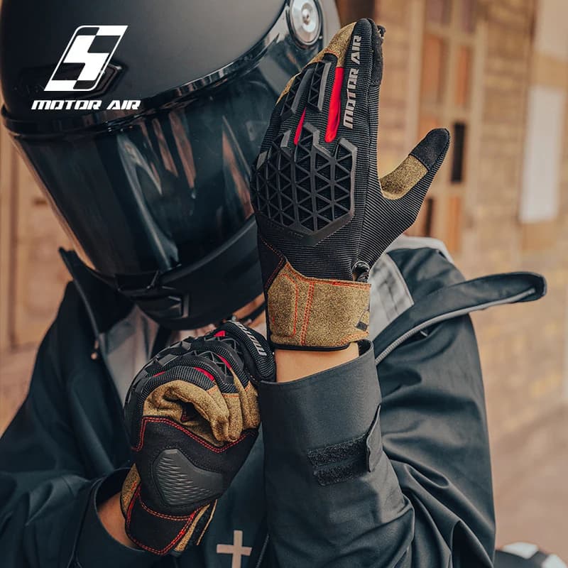 Newest Motorcycle Gloves Riding Equipemt Summer Breathable Grid Leather Non-slip Wear-resistant Joint Protection Touch Screen